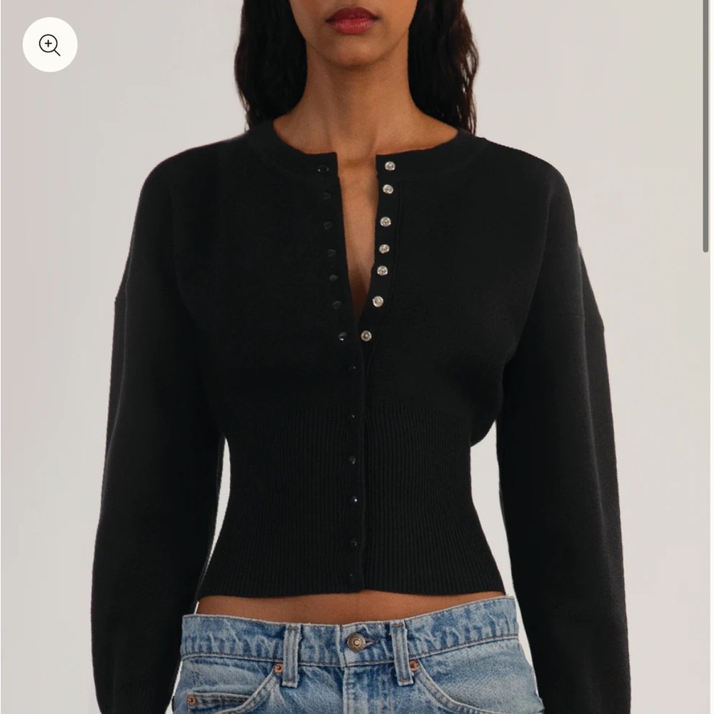 Orseund Iris The Weekend Knit cardigan in black.
